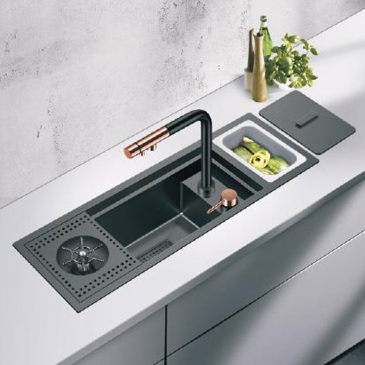 Sink နှင့် Nano Coated Sink Bar အတွက် အလိုအလျောက် Gunmetal Glass Rinser